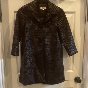 Chico's Elegant Black Textured Trench Coat